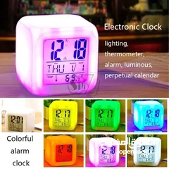 2 Moodicare Led Changing Digital Glowing Alarm Clock With Calendar And Temperature - Set Of 7