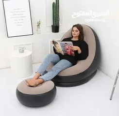  2 طقم أريكة استرخاء + مسند قدم قابل للنفخ – الحل الذكي لكل بيت ولكل رحلة! مثالي للقعدة، القيلولة،