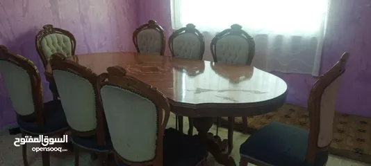  1 طاوله سفره خشب زان مع كراسي