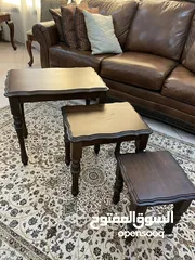  2 Set of 3 wood side tables طاولات جنب