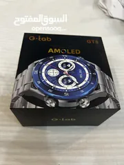  4 ساعة G-tab GT8 سمارت AMOLED لون أسود مع كستك معدن، عرض مميز ونظافة شبه جديدة بسعر ممتاز