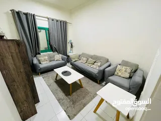  1 شقة غرفة وصالة مفروشة للإيجار الشهري في عجمان في الروضة شارع الشيخ عمار بسعر جيد ومناسب جدا شامل