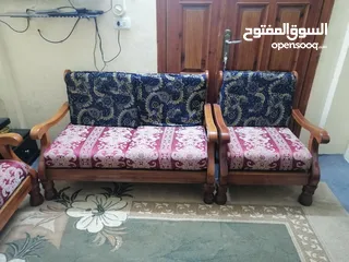  3 طقم مورس 7 مقاعد بحال ممتاز تب نظافه خشب زان ثقيل