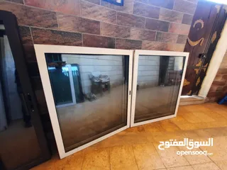  3 شبابيك دبل جلاس مقطع خاص 200*125 عدد 7 بحال الوكاله