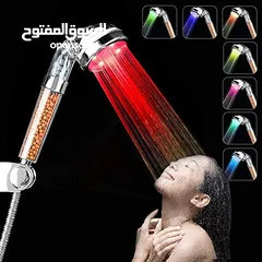  5 دش حمام مضئ و مقوي لضخ الماء لا يحتاج الى بطاريه او كهرباء دوش التورمالين المضئ