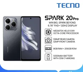  2 جديد Tecno Spark 20Pro 16GB-256GB لدى سبيد سيل