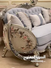  1 طقم كنب دمياطي  خشب زان قماش سليفا تحريف يدوي اعلى جودة من المصنع لبيتك