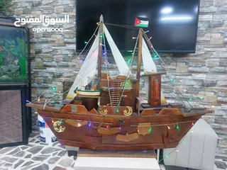  3 مجسم سفينه خشب   مميزه          للبيع