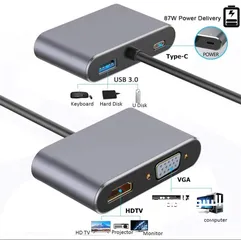  15 مدخلHDMI to type c ومدخلtype C hub 4 in 1 ل MacBook و للهواتف