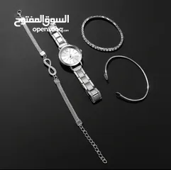  3 طقم اكوارتز نسائي ساعه وخاتم وسلسال واساور