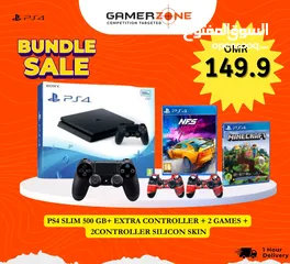  1 PS4 WITH 2 CONTROLLER+2 CD+ 2 SILICON COVER BUNDLE OFFER