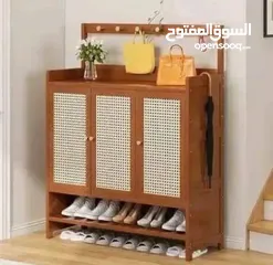  1 خزانة أحذية بامبو 3 دفات مع علاقة ورف سفلي bd-43
