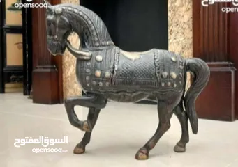  1 جميل جدا  من البرونز حصان فارسي ثقيل شغل ونقش يدوي قطعه قديمه فاخرة جدا