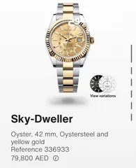  1 Rolex Sky dweller 88,000Aed 42mm oyster steel yellow gold