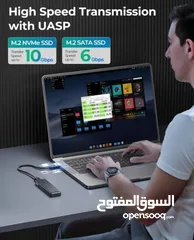  2 HAING HI-2816-M2 Aluminum M.2 Dyal-Protocol SSD Enclosure حافظة هارد ديسك خارجي