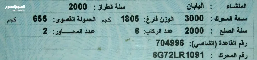  1 مطلوب مكينه باجيرو موديل 2000