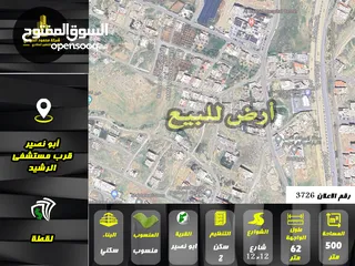  1 رقم الاعلان (3726) ارض سكنية للبيع في منطقة ابو نصير قرب مستشفى الرشيد