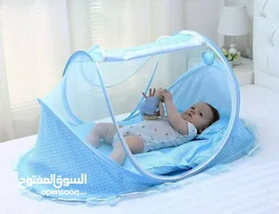  2 فقط سبع دنانير ونص والتوصيل مجاني ناموسية اطفال مع فرشة ومخدة