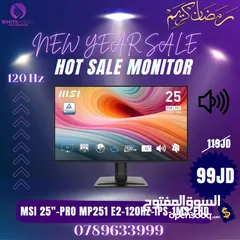 1 شاشة احترافية MSI PRO 25" IPS 120HZ حمايه للعين للبلايستيشن 5 وال PC والمكاتب