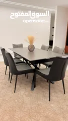  4 طاولة سفرة مودرن/ سيراميك كراسي جلد قوي وسميك