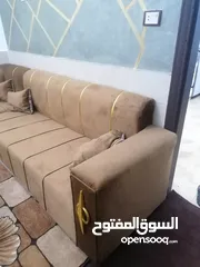  8 طقم كنب كورنر لون عسلي مع بفه استخدام عرسان شهرين فقط ما صار نصيب