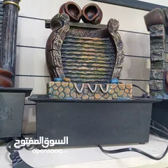  4 منظر ديكور نوافير شلال نافوره مع   كرستاله دواره  مضيئه