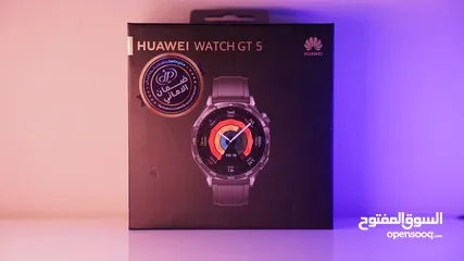  4 للبيع ساعة هواوي   huawei watch gt5 black   استخدام قليل جدا حوالي اسبوع  نضافة 100%