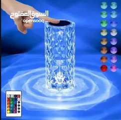  4 Crystal Rose Diamond Touch Lamp LED RGB 16 Colors USB Charging with Remote Table Lamp اضائة زينة