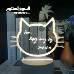  3 Cat Face Creative LED Message Board With Night Light