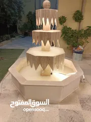  1 نوافير حجرية ابيض قطر 1متر البحرة  مع حوضين بالوسط مع الوصلات شامل التركيب والتشغيل