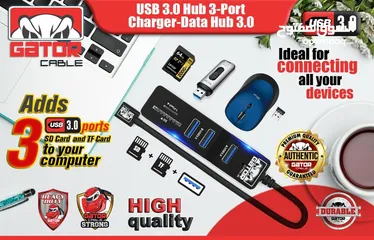  6 USB 3.0 Hub 3 Port Charger Data Sync SD TF Card Reader for PC Mac Laptop Desktop