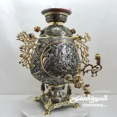  6 سماورالفحم للنحاسية الفاخرة 6-8 ليتر 100./. نحاسية 100./.صنع يدوية الفاخر مجلل صنع في ايران