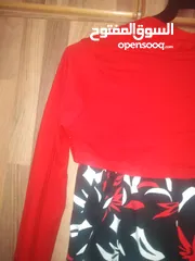  3 فستان اسود واحمر طويل مع جاكيت قصير احمر بأكمام طويلة جديد غير مستعمل ماركة H&M مقاس L بلبس 40 و42