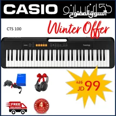  1 اورغ كاسيو Casio CT-S100 مكفول 4 سنوات من دكان بيانو مع المحول الاصلي وهيدفون