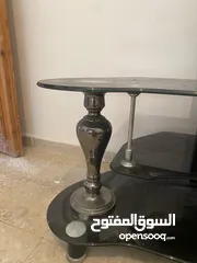  8 طاولة شاشة تلفزيون  اسود زجاج طبقات  من الامارات مرآة حائط