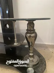  3 طاولة شاشة تلفزيون  اسود زجاج طبقات  من الامارات مرآة حائط