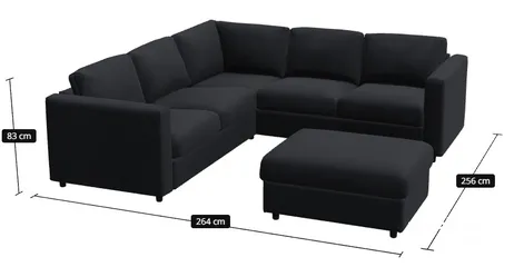  3 IKEA Sofa, corner L shaped couch sofa dark blue