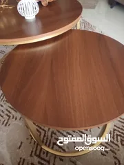  5 طقم طاولات قطعتين وسط كبيره لون بني جوزي خشب سويدي جديده