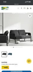  2 2-seat sofa, Knisa grey
