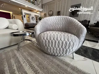  3 Modern Turkish Chair with Attached Table - Nickel Frame and Soft Grey Velvet