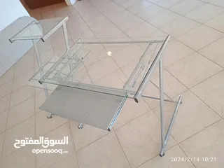  3 طاولة مكتب زجاج