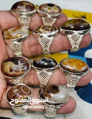  16 خواتم فضة أصليه مرصعة بأحجار كريمه اصليه