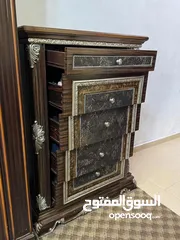  15 مكتب خشب زان تفصيل لون ازرق مع خزانة خشب تعليق  لون بني مع خزانة ملفات مع خزانة دروج