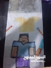  4 شخصيات ماين كرافت درع و سيف و شخصية و 2زينة 2بلوكات كهف