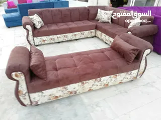  7 عرض خاص كورنر 9 مقاعد مع كنب مزدوجة + بفه + 7 مخدات