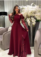  1 فستان مناسبات  الون عنابي خمري