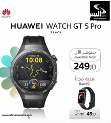  2 جديد كفالة الوكيل ساعة Huawei GT5 Pro titanium متوفرة بمعرضنا سبيد ستور