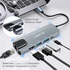  2 USB C Hub, 5-in-1 USB C to Ethernet Adapter with 4K HDMI Adapter