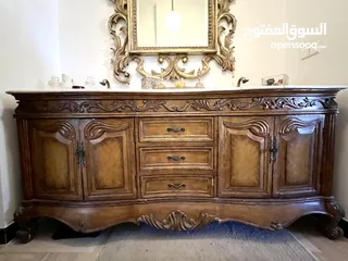  1 ‎حوض مزدوج عتيق وفاخر للحمام بسطح رخام حقيقي وصنابير نحاس أصيل