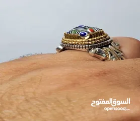  13 خاتم فاخرمصنوع يدويامن الفضة الخالصة(925) مزود بحجرالعقيق شجري طبيعي يتميز بنقوش فريدةعلي شكل شجرة ا